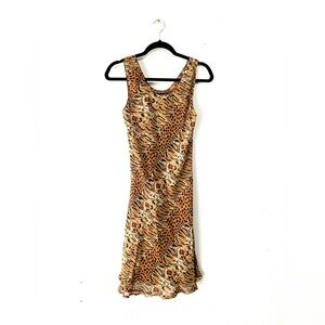 Vintage Y2K Jasmine KC Lined Tiger Leopard Animal Print Lingerie Slip Dress
